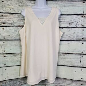 Lane Bryant Cream Crisscross Back Tank Top Size 18 Lined Sleeveless Blouse